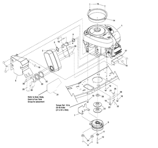 Engine Group - 15.5hp (885158) Diagram and Parts List for 7800680-LT75RD  Briggs and Stratton Lawn Tractor